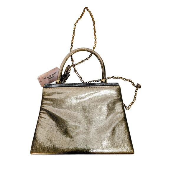 Gold Rhinestone Evening Bag with Chain Strap - Picture 2 of 7
